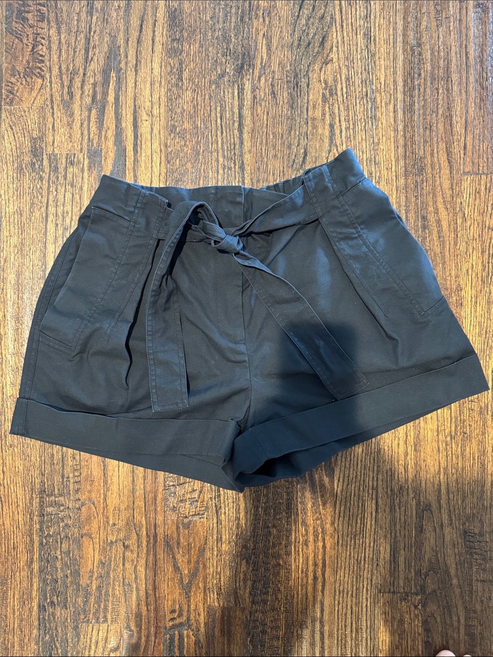 3.1 Phillip Lim Black High-Waist Tie-Belt Shorts
